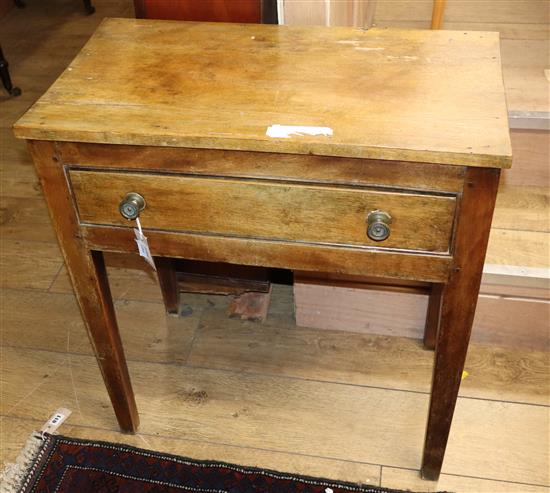 A 19th century fruitwood side table, fitted one long drawer W.69cm